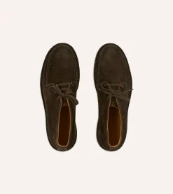 Drake’s Crosby Moc-Toe Chukka Boot Roughout Suede With Rubber Sole