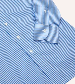 Drake’s And White Bengal Stripe Spread Collar Cotton Poplin Shirt