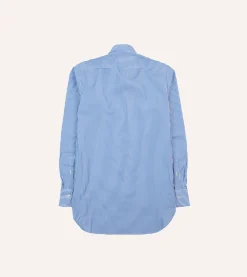 Drake’s And White Bengal Stripe Spread Collar Cotton Poplin Shirt