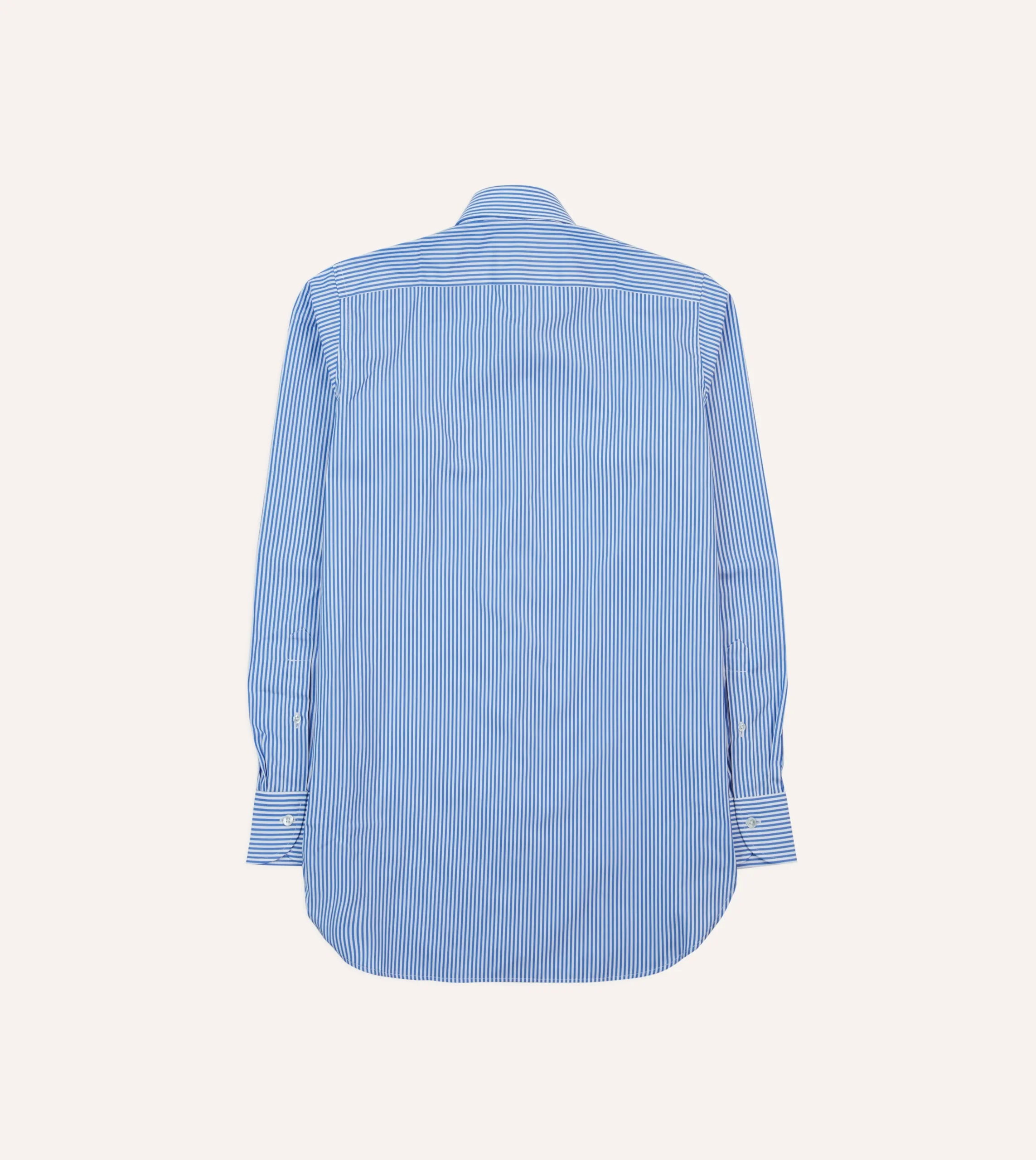 Drake’s And White Bengal Stripe Spread Collar Cotton Poplin Shirt