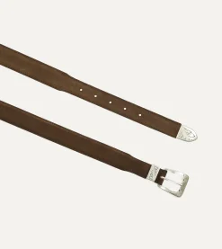 Drake’s Dark Brown Suede Western Belt
