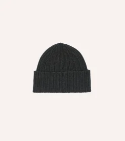 Drake’s Angora Lambswool Ribbed Knit Cap