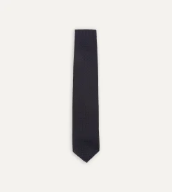 Drake’s Dark Navy Hand Rolled Large Knot Grenadine Tie