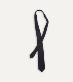 Drake’s Dark Navy Hand Rolled Large Knot Grenadine Tie