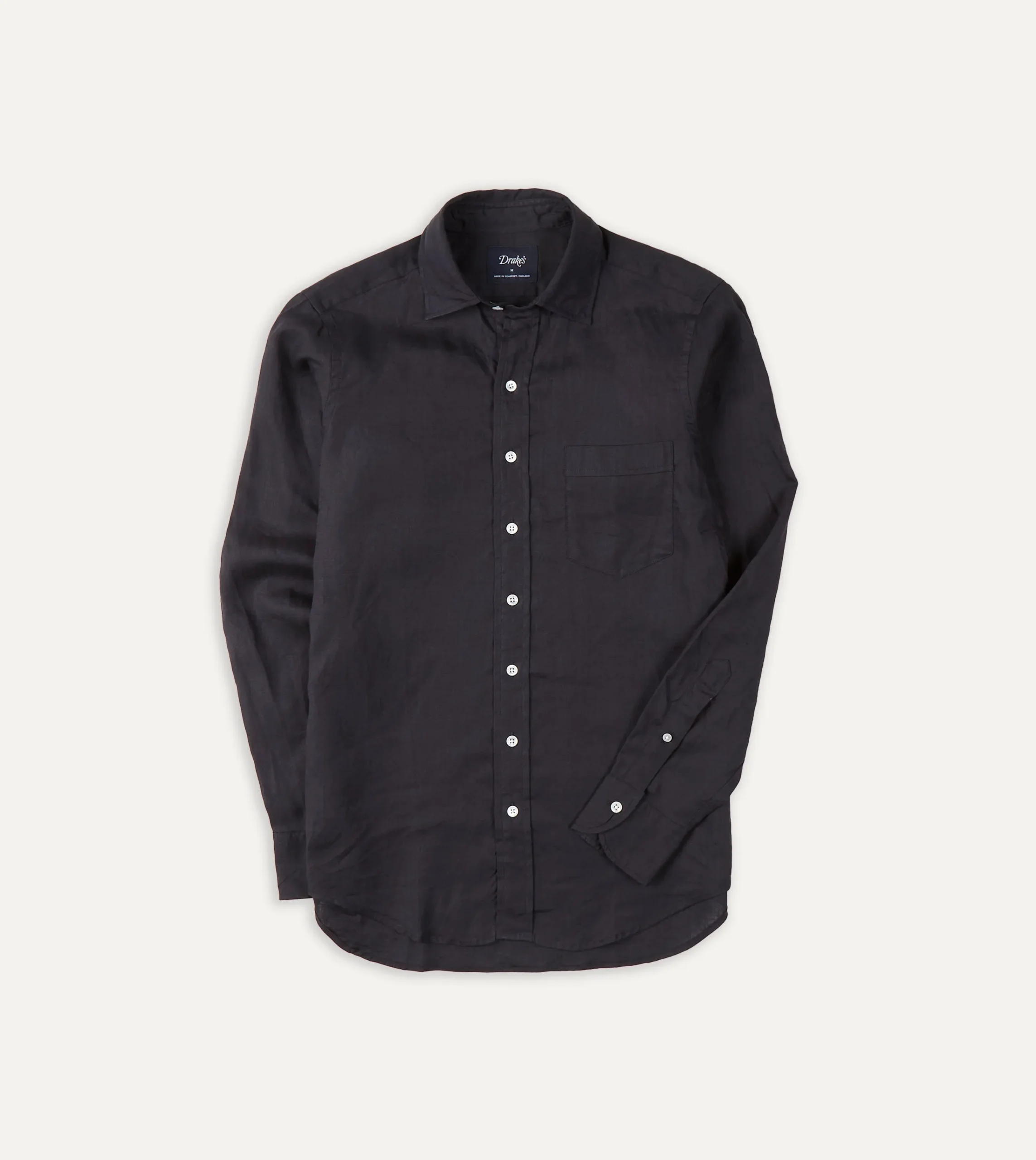 Drake’s Linen Spread Collar Shirt