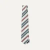 Drake’s Ecru And Green Multi Stripe Mogador Tipped Tie