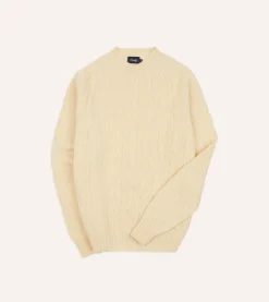 Drake’s Brushed Shetland Cable Knit Crew Neck Jumper