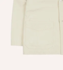 Drake’s Ecru Cotton Duck Canvas Five-Pocket Chore Jacket