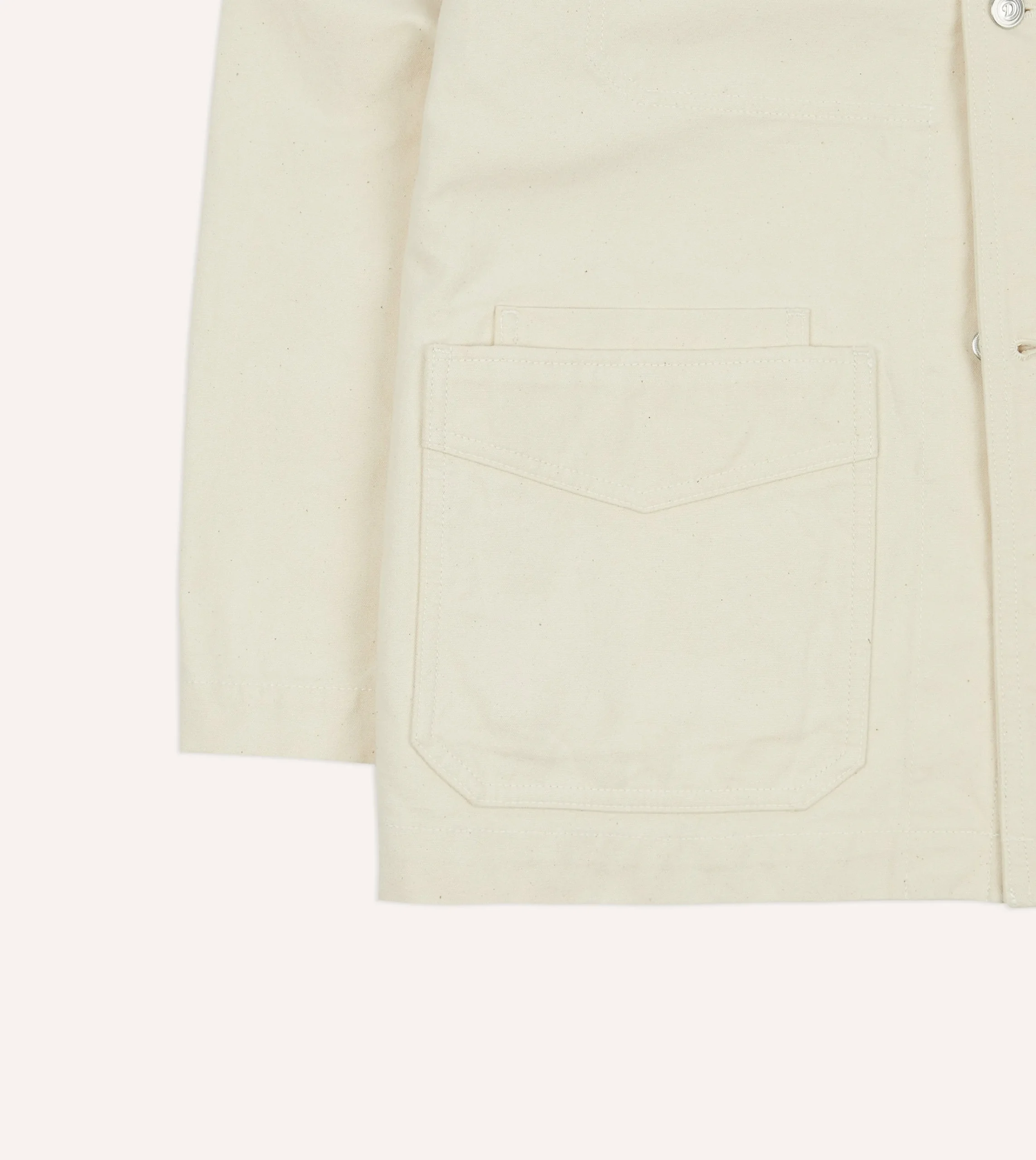 Drake’s Ecru Cotton Duck Canvas Five-Pocket Chore Jacket