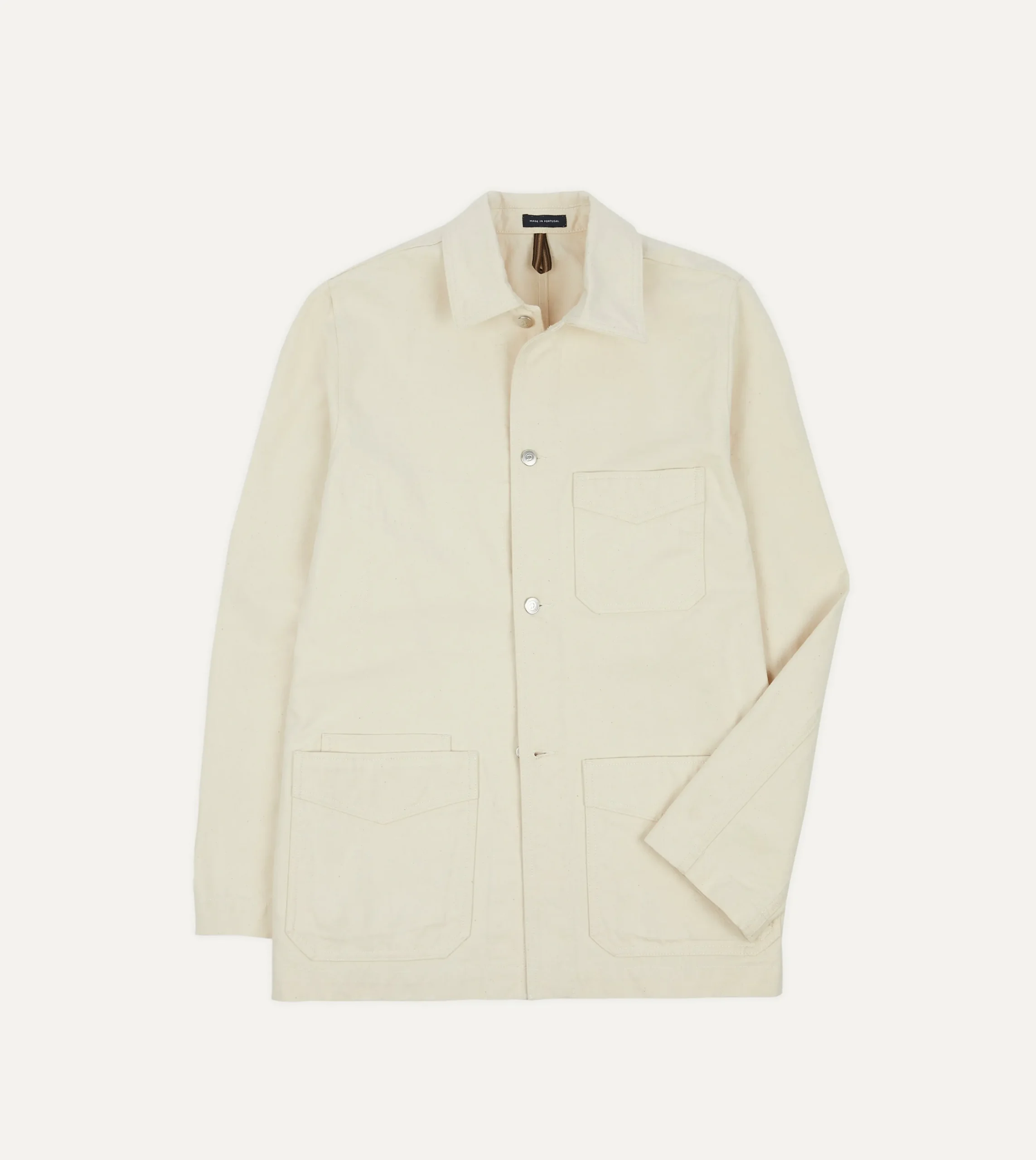 Drake’s Ecru Cotton Duck Canvas Five-Pocket Chore Jacket