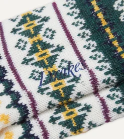 Drake’s Ecru Fair Isle Wool Cotton Socks