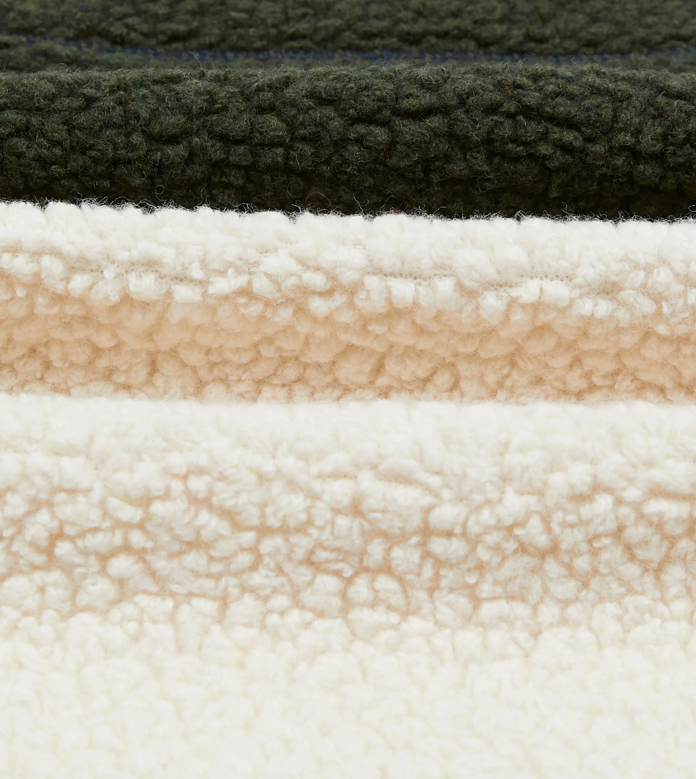Drake’s Ecru, Green And Navy Boucle Wool Zip Fleece Vest