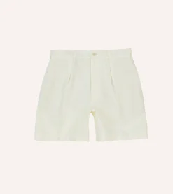 Drake’s Ecru Linen Single-Pleat Shorts