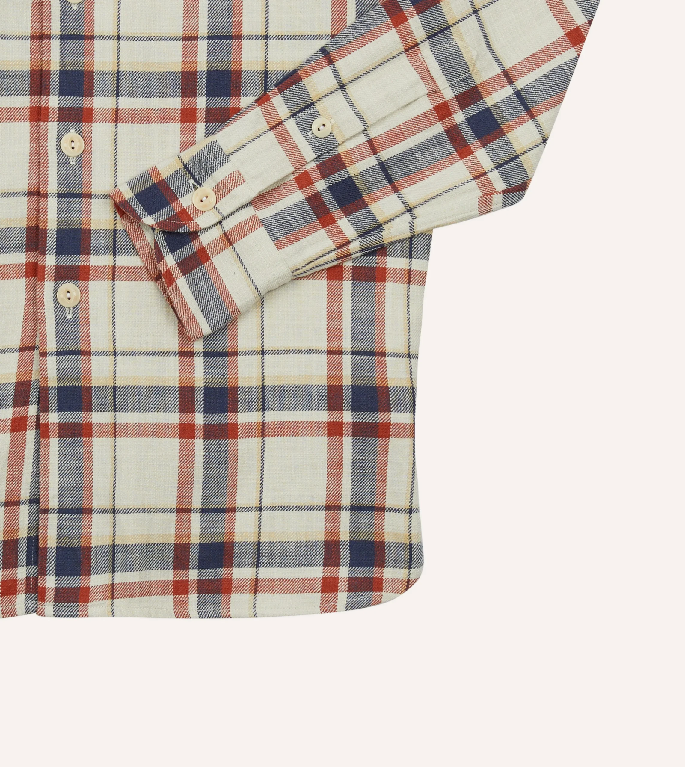 Drake’s , Navy And Red Check Slub Cotton Two-Pocket Work Shirt