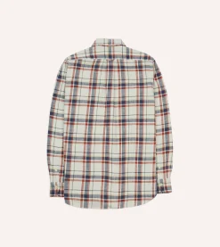 Drake’s , Navy And Red Check Slub Cotton Two-Pocket Work Shirt