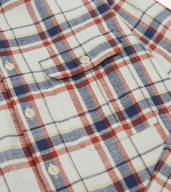 Drake’s , Navy And Red Check Slub Cotton Two-Pocket Work Shirt