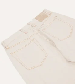 Drake’s Ecru 13.2oz Denim Five-Pocket Jeans
