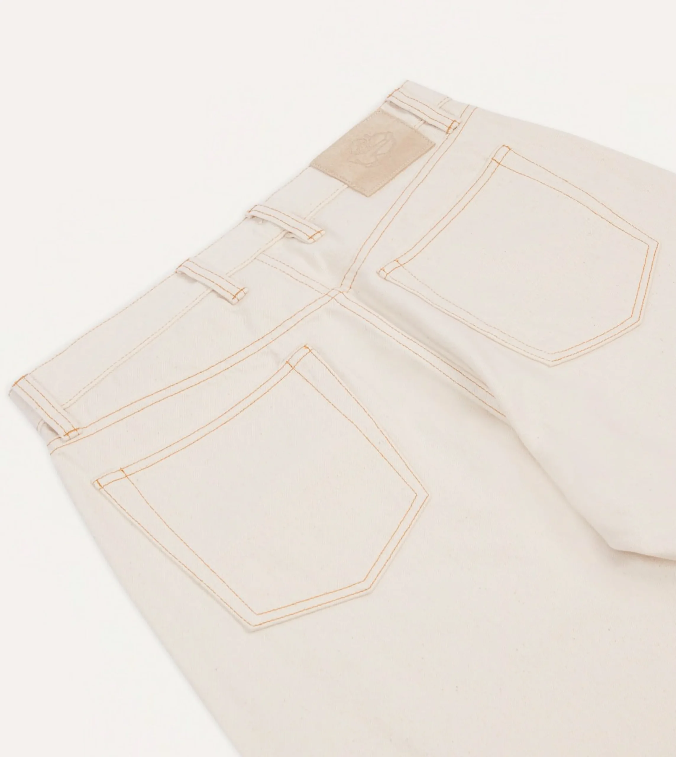 Drake’s Ecru 13.2oz Denim Five-Pocket Jeans