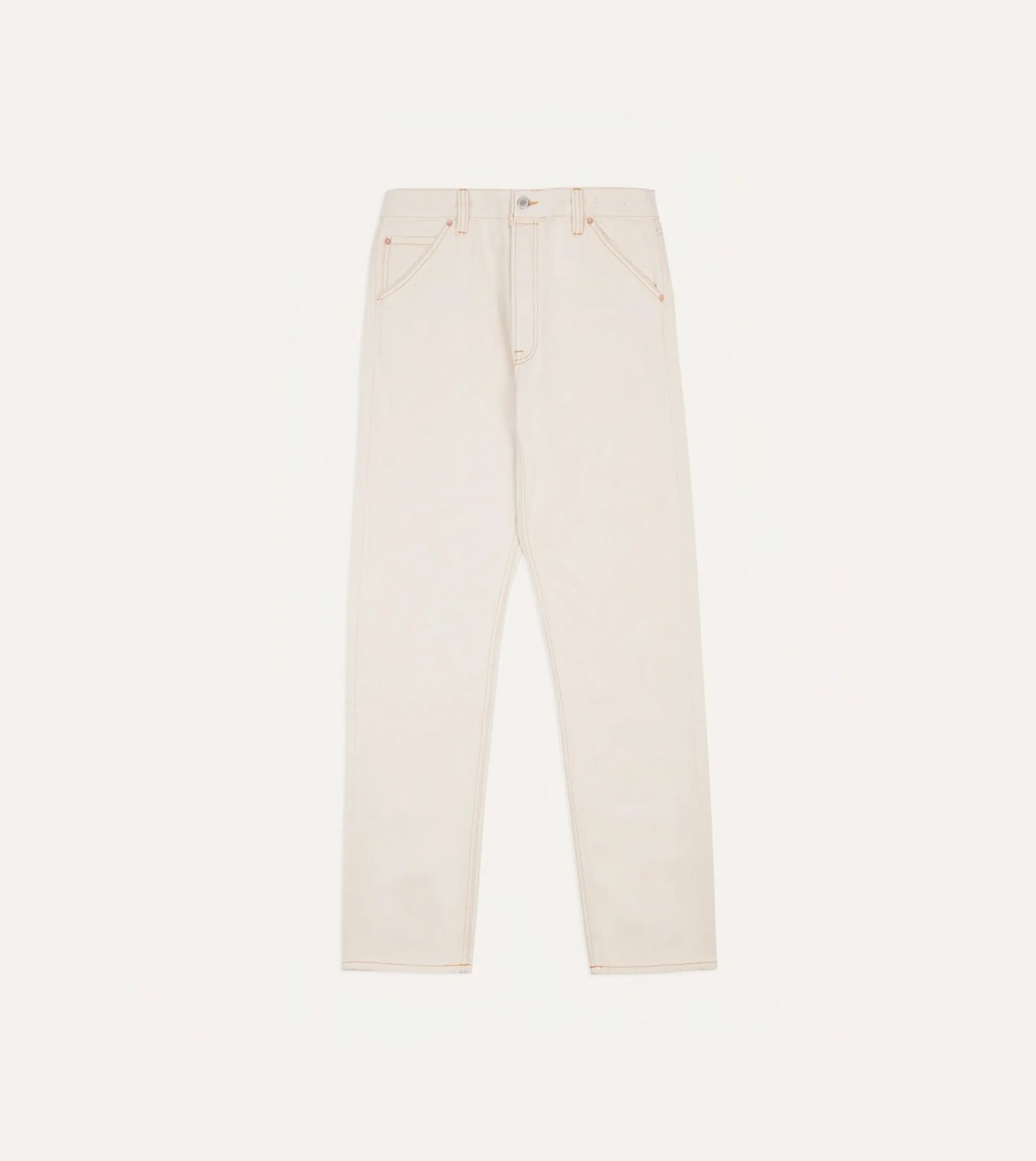 Drake’s Ecru 13.2oz Denim Five-Pocket Jeans