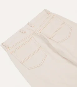 Drake’s Ecru 12.7oz Selvedge Denim Contrast Stitch Five-Pocket Jeans