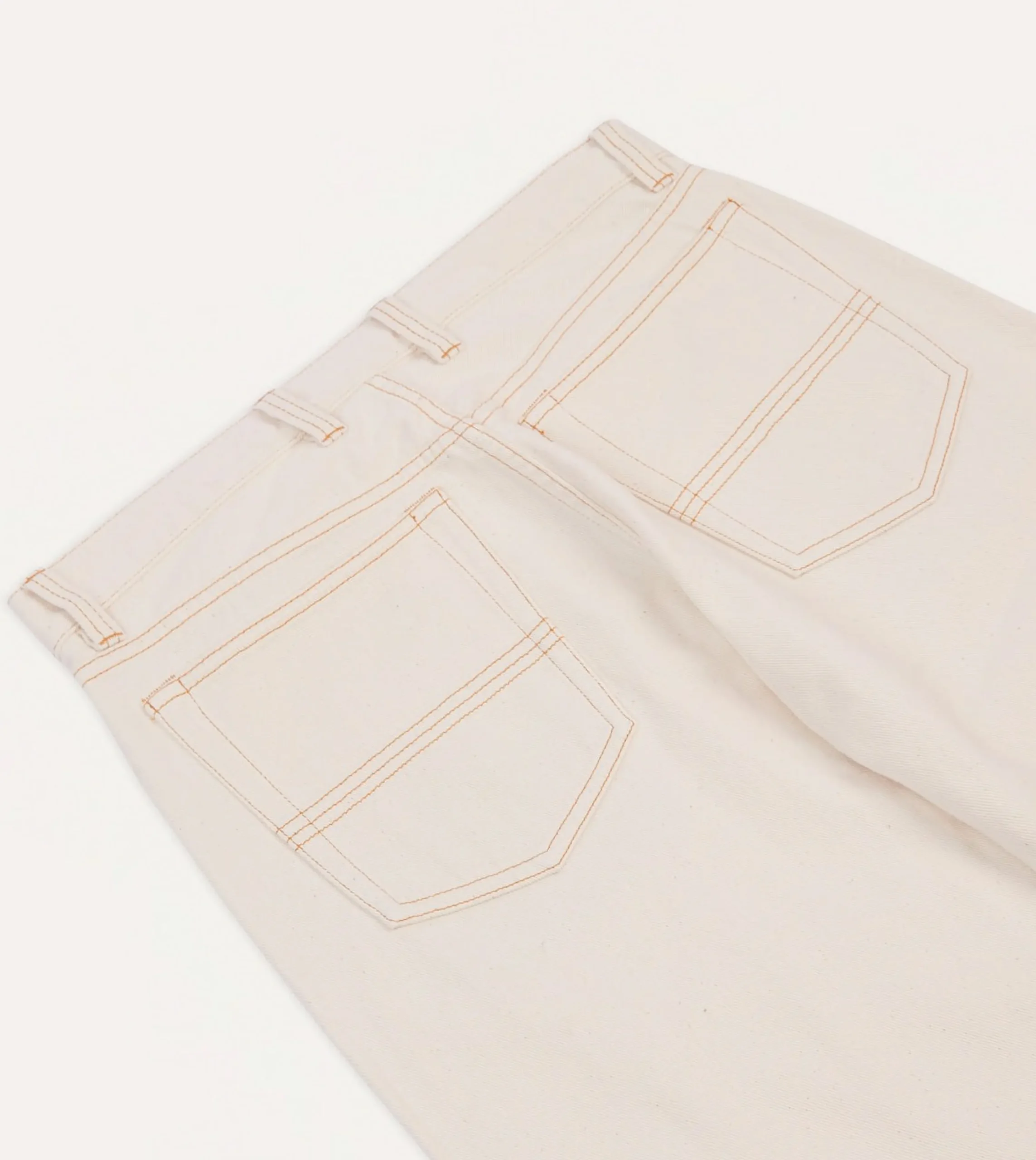 Drake’s Ecru 12.7oz Selvedge Denim Contrast Stitch Five-Pocket Jeans