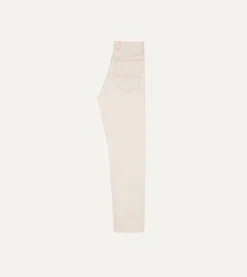 Drake’s Ecru 12.7oz Selvedge Denim Contrast Stitch Five-Pocket Jeans
