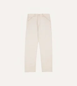Drake’s Ecru 12.7oz Selvedge Denim Contrast Stitch Five-Pocket Jeans