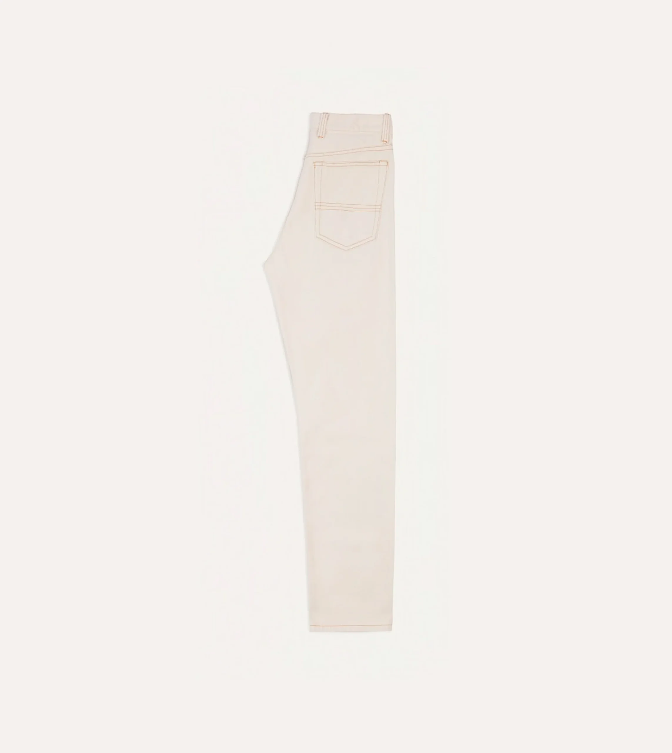 Drake’s Ecru 12.7oz Selvedge Denim Contrast Stitch Five-Pocket Jeans