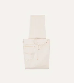 Drake’s Ecru 12.7oz Selvedge Denim Contrast Stitch Five-Pocket Jeans