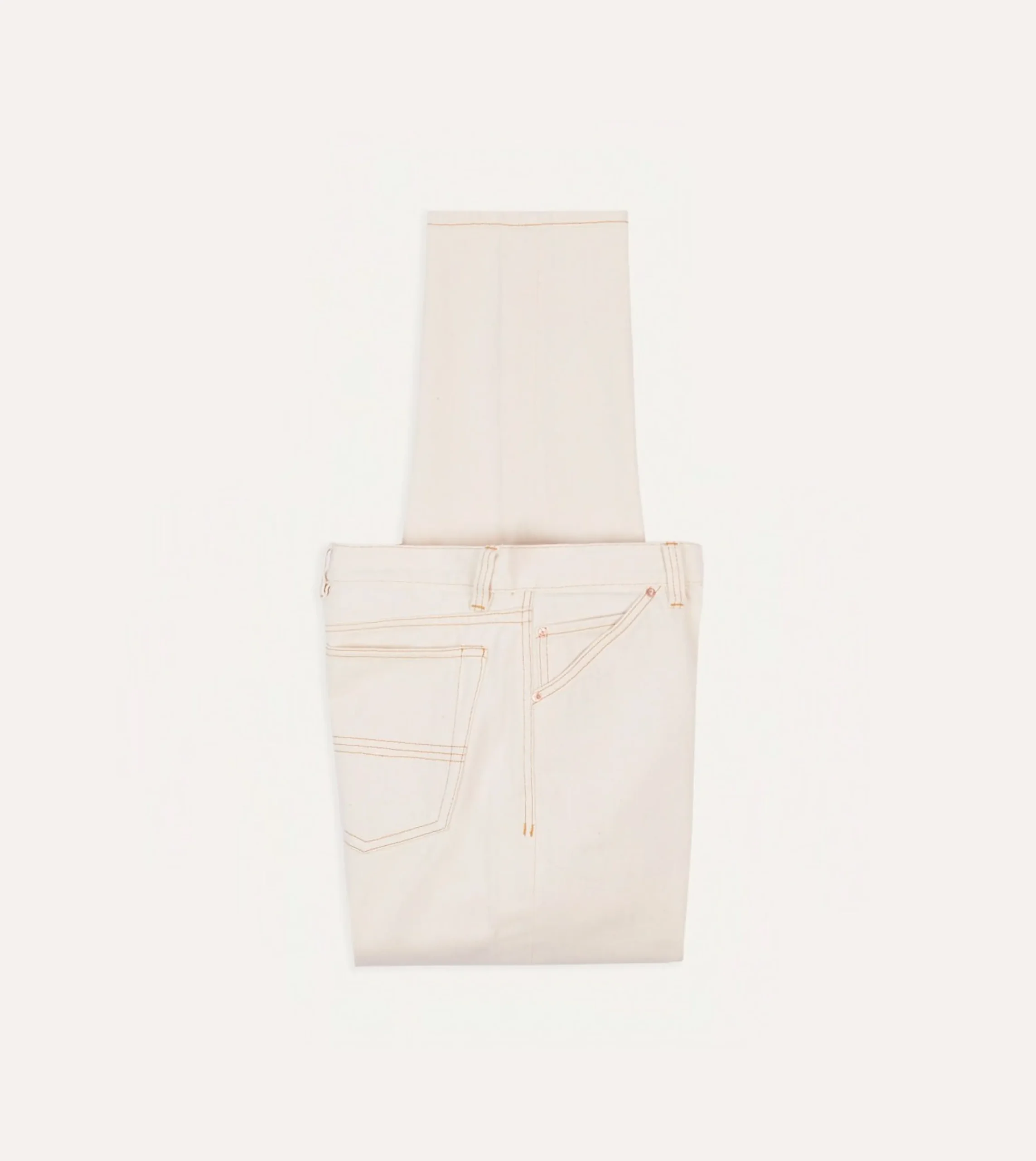 Drake’s Ecru 12.7oz Selvedge Denim Contrast Stitch Five-Pocket Jeans