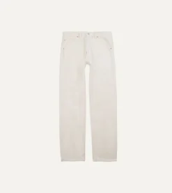 Drake’s Ecru 12.7oz Selvedge Denim Tonal Stitch Five-Pocket Jeans
