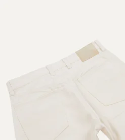 Drake’s Ecru 12.7oz Selvedge Denim Tonal Stitch Five-Pocket Jeans