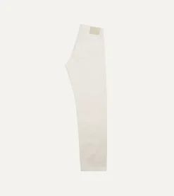 Drake’s Ecru 12.7oz Selvedge Denim Tonal Stitch Five-Pocket Jeans