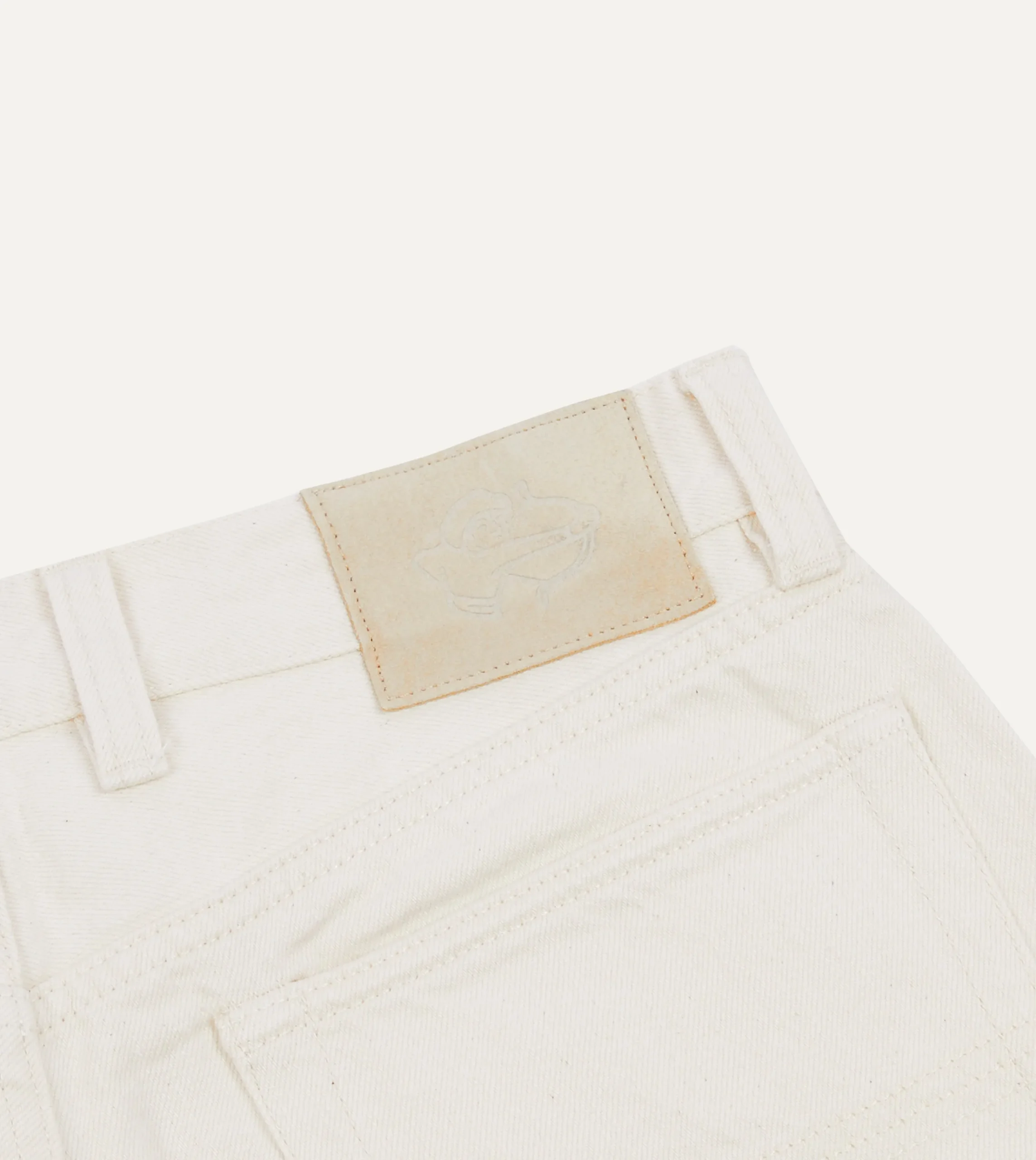 Drake’s Ecru 12.7oz Selvedge Denim Tonal Stitch Five-Pocket Jeans