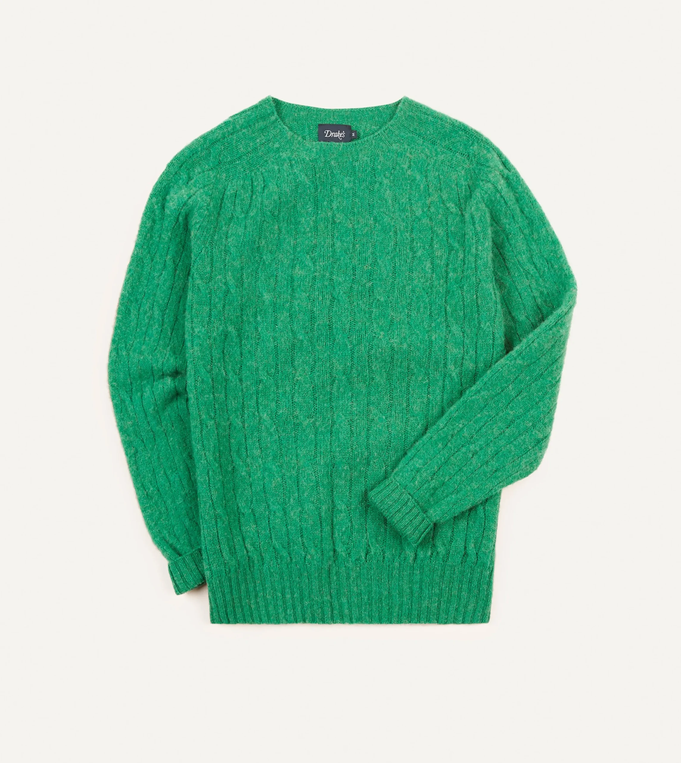 Drake’s Brushed Cable Knit Shetland Crew Neck Jumper