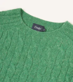 Drake’s Brushed Cable Knit Shetland Crew Neck Jumper