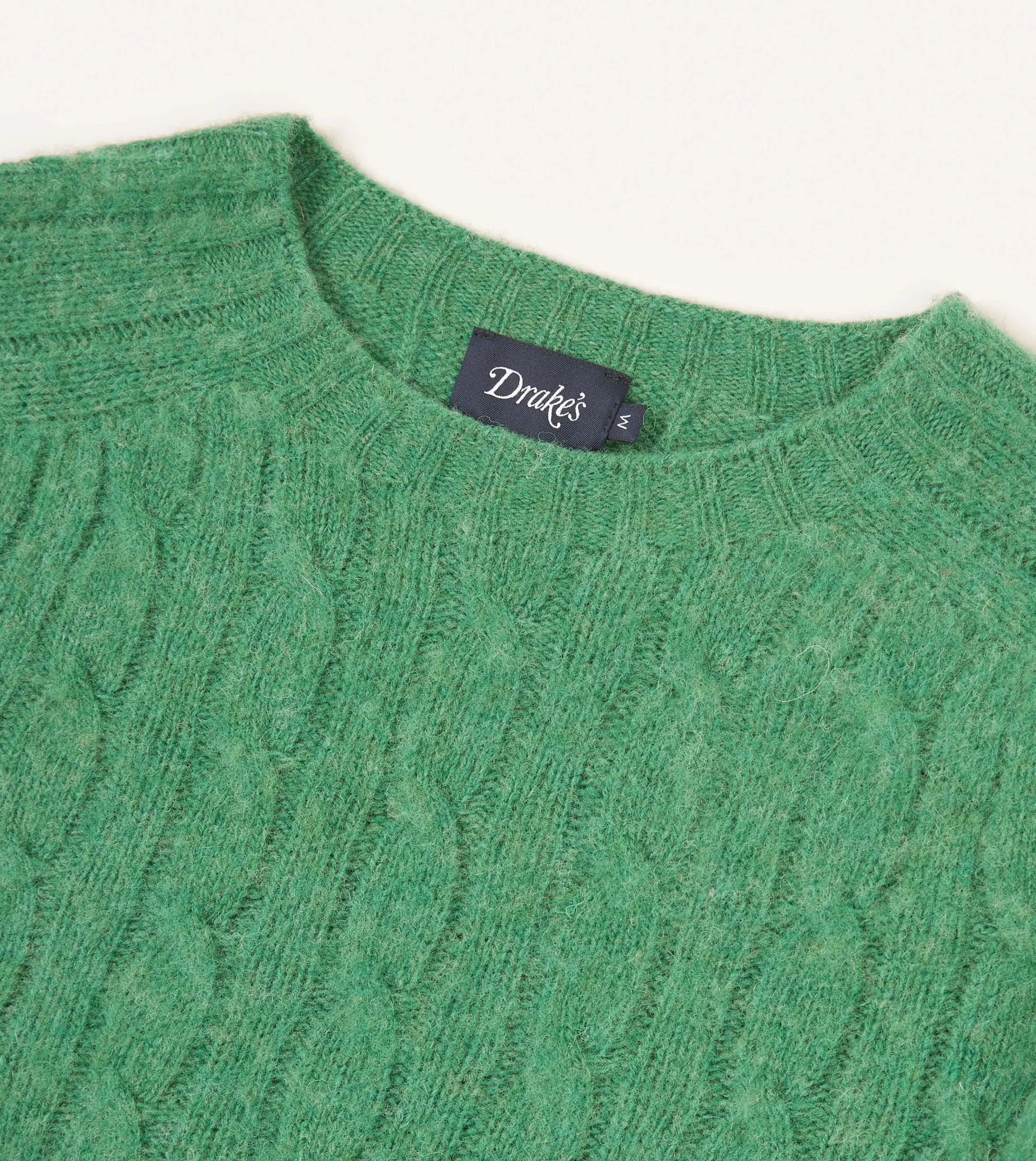 Drake’s Brushed Cable Knit Shetland Crew Neck Jumper