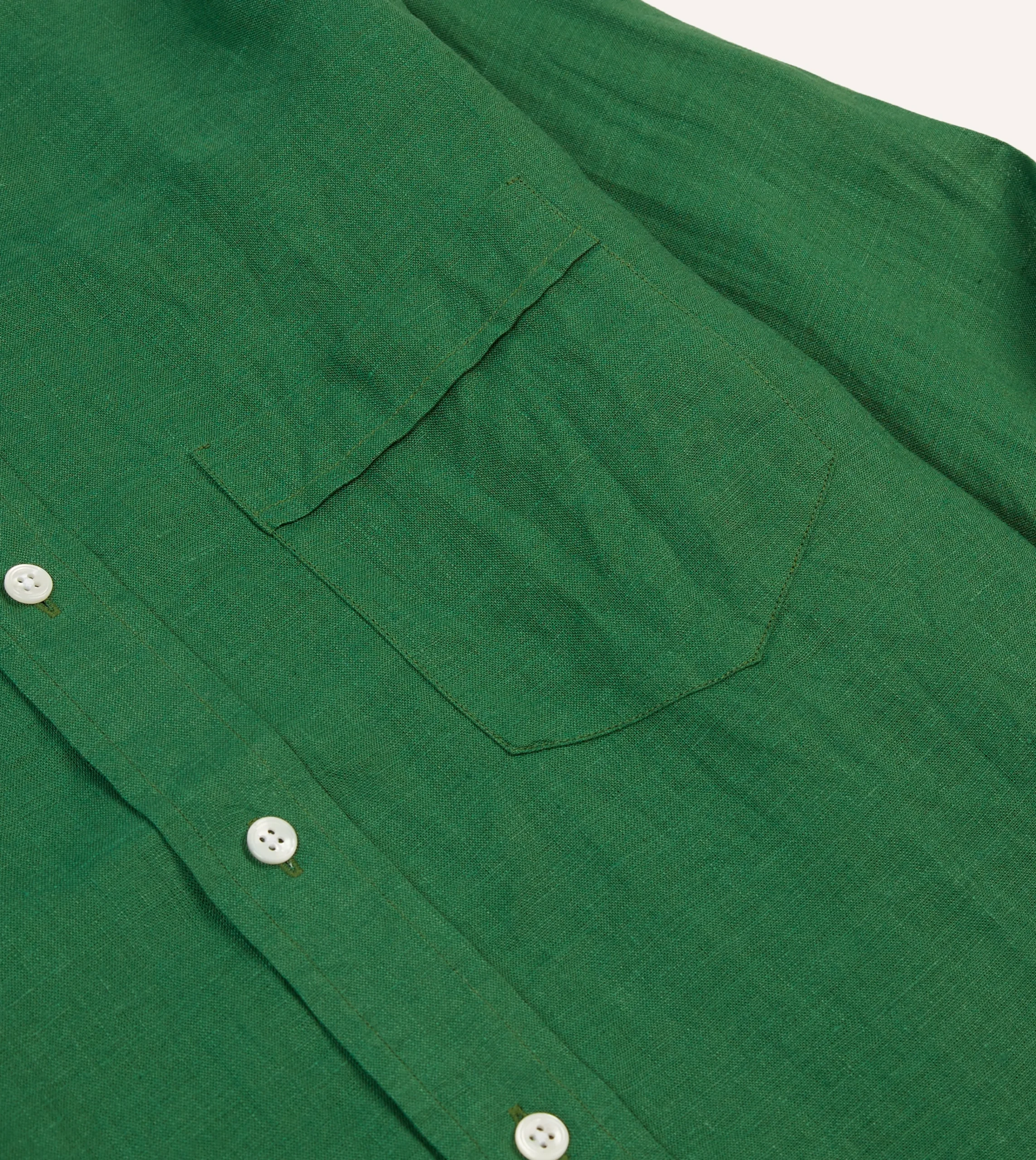 Drake’s Linen Spread Collar Shirt