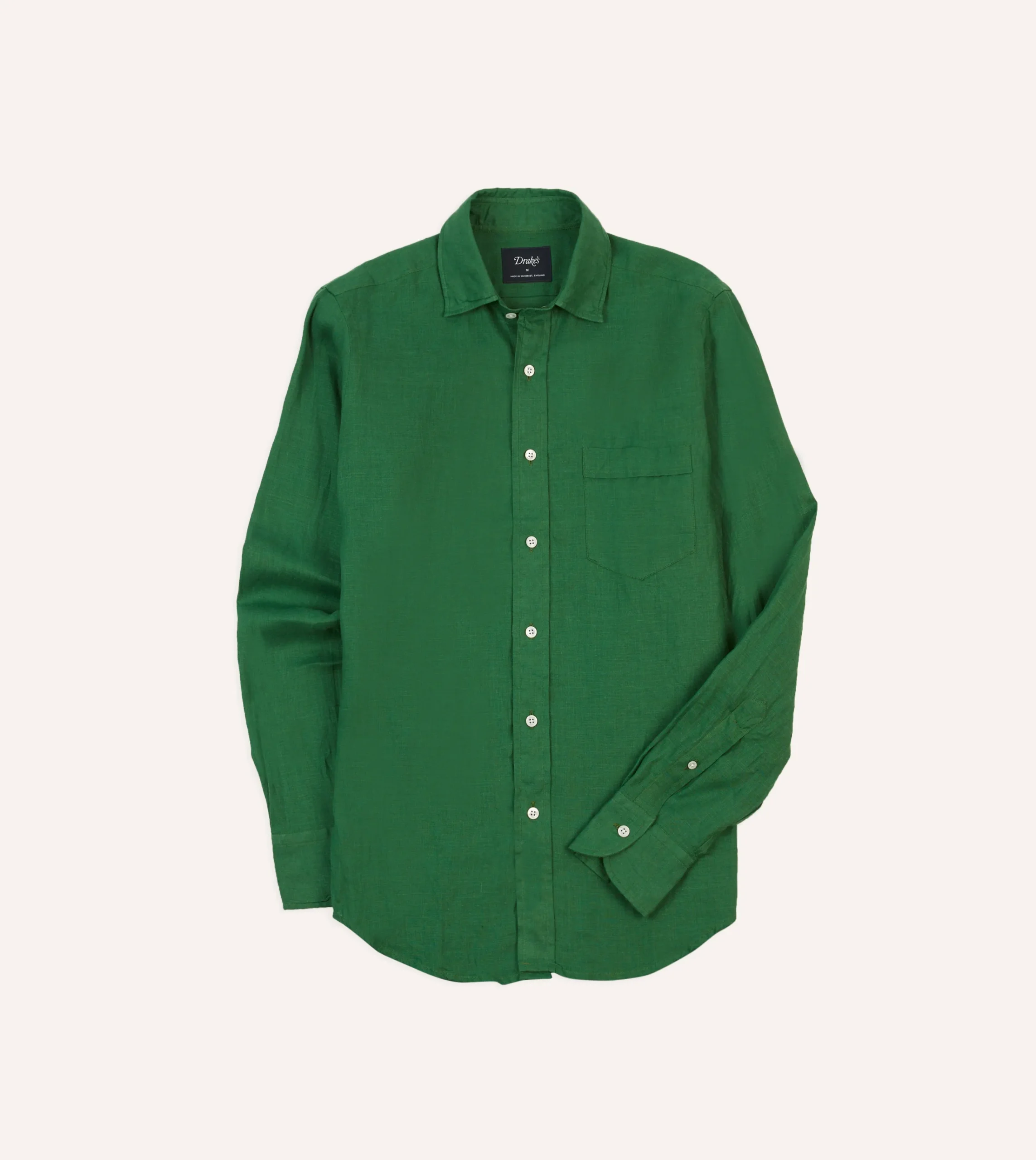 Drake’s Linen Spread Collar Shirt