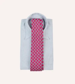 Drake’s Small Paisley Leaf Print Silk Self Tipped Tie