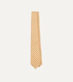 Drake’s Gold Circular Dot Silk Self Tipped Tie