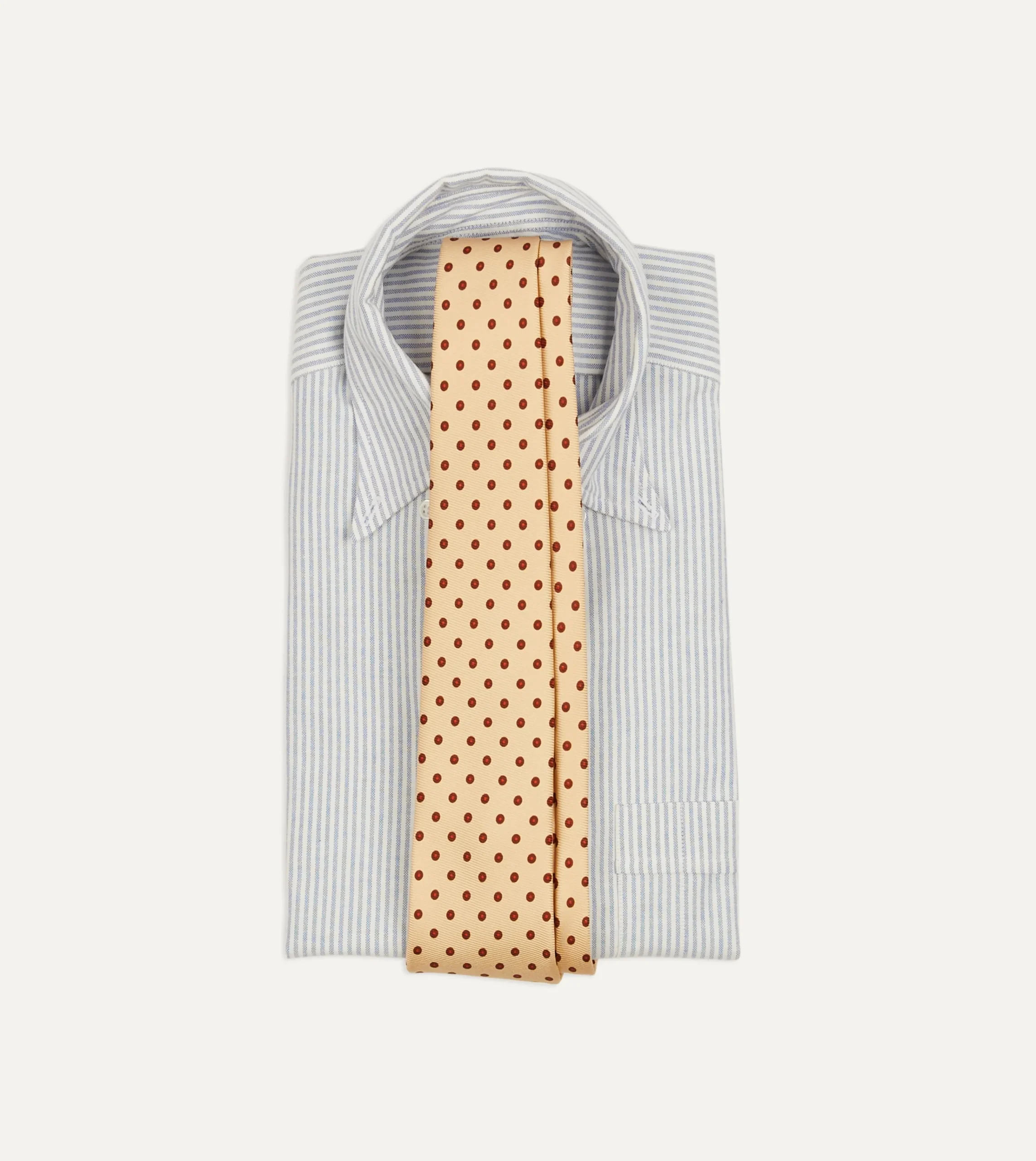 Drake’s Gold Circular Dot Silk Self Tipped Tie