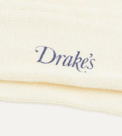 Drake’s Green And Ecru Heavy Striped Sport Socks