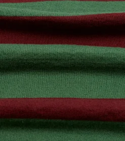 Drake’s Green And Red Linen Cotton Knitted Rugby Shirt