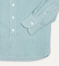 Drake’s And White Bengal Stripe Spread Collar Cotton Poplin Shirt