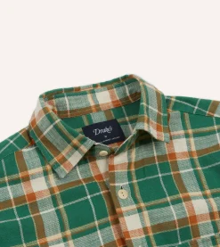 Drake’s And Yellow Check Slub Brushed Cotton Two-Pocket Work Shirt