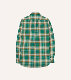 Drake’s And Yellow Check Slub Brushed Cotton Two-Pocket Work Shirt