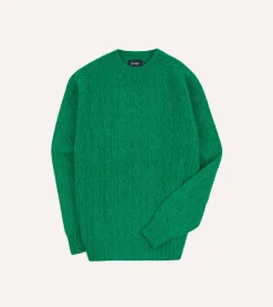 Drake’s Brushed Shetland Cable Knit Crew Neck Jumper