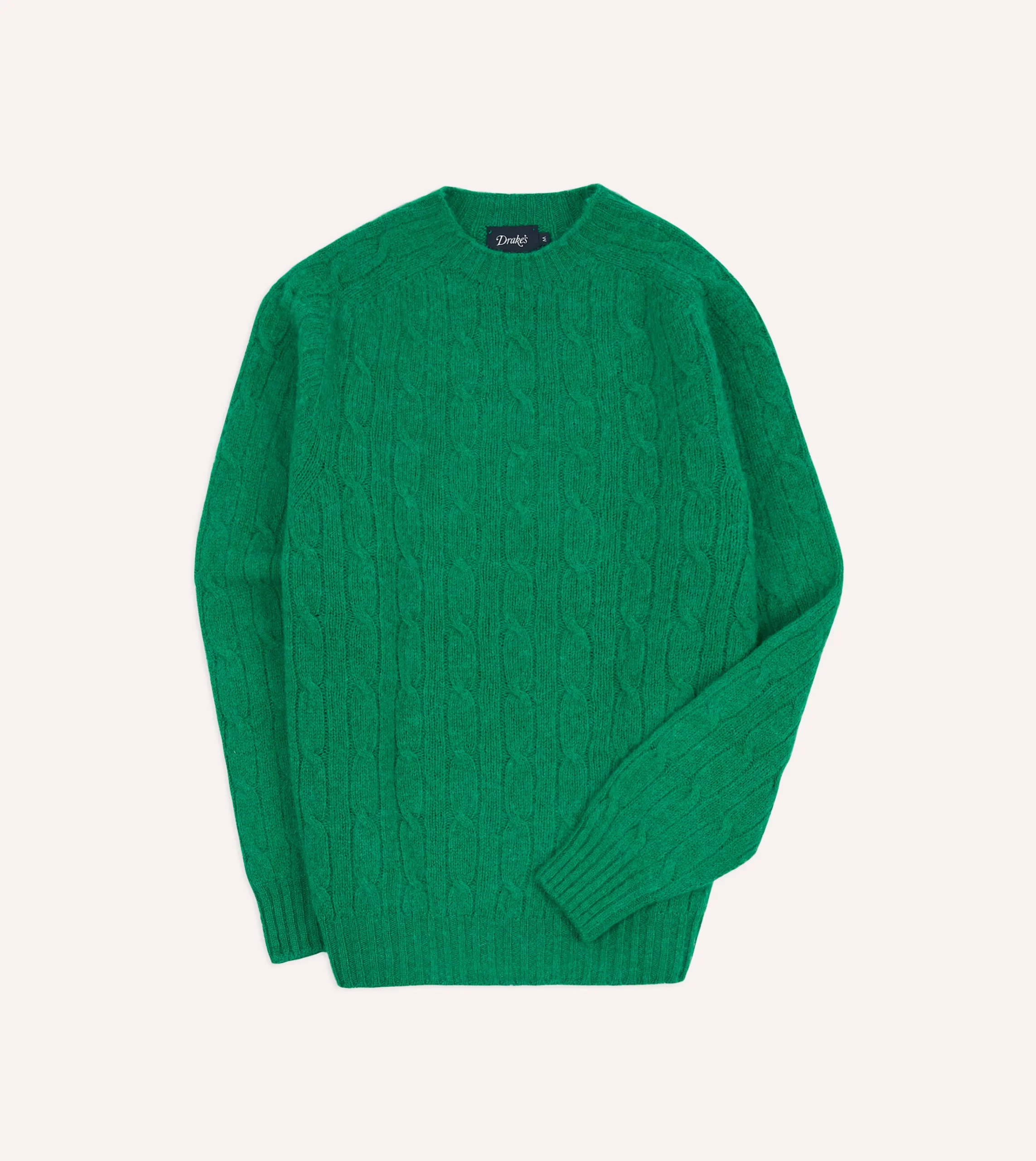 Drake’s Brushed Shetland Cable Knit Crew Neck Jumper