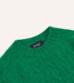 Drake’s Brushed Shetland Cable Knit Crew Neck Jumper